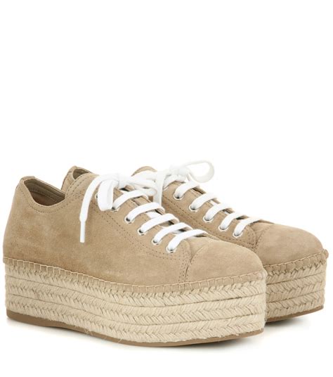 miu miu suede espadrille platform sneakers|Miu Miu Suede Platform Espadrille Sneaker, Light Blue.